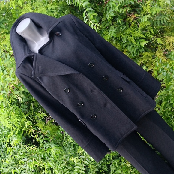 CALVIN KLEIN (USA) LADIES BLACK DOUBLE-BREASTED WOOL BLEND LUXURY PEACOAT - Picture 9 of 17